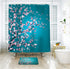 LIVILAN Cherry Blossom Shower Curtain Japanese Shower Curtain Floral Sakura Plum Blossom Flower Shower Curtains with 12 Hooks Teal Blue and Pink Pretty Shower Curtain, 72" W x 72" H