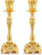 Sziqiqi Gold Candlestick Holders Set of 2 Taper Candle Holders Deluxe Ornate Candle Holders for Shabbat Taper Candles, Candle Centerpiece, Wedding Candles, Christmas Candle 7.4inch
