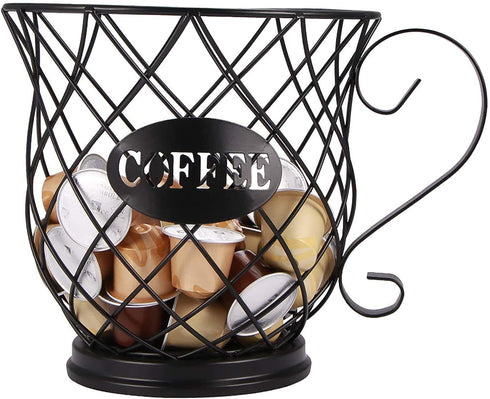POWSTRO K Coffee Pod Storage, Counter Holders for K Cup Holder, Nespresso Pod Holder for Coffee Cup Basket and Organizer Mug, Suitable for Kitchen Bar Tearoom Countertop (Black)