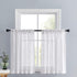 PONY DANCE Short Window Curtains - Linen Look Semi Sheer White Voile Valance Casual Back Tab Drapes for Small Bathroom Basement, 52 Wide x 36 Long, 2 Panels