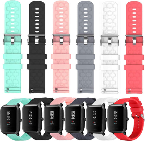 RuenTech 6-Pack Soft Silicone Bands Compatible with Donerton P22 P32 P36 &KALINCO P22 Smart Watch, Quick Release Replacement Bands Sport Straps for P22 Smart Watch Bands Women&Men