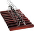 High-Grade Wooden Pants Hangers with Clips 10 Pack Non Slip Skirt Hangers, Smooth Finish Solid Wood Jeans/Slack Hanger with 360° Swivel Hook - Pants Clip Hangers for Skirts, Slacks - Clamp Hangers