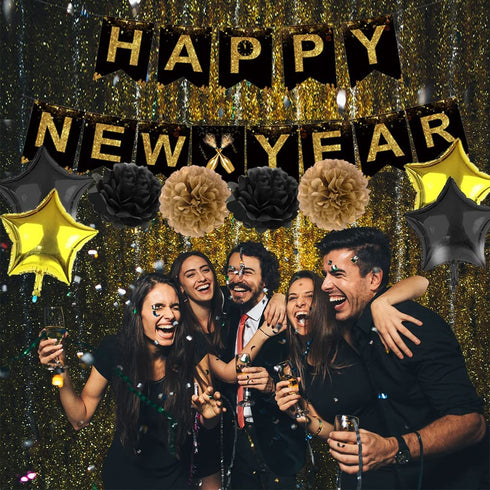 Know me Happy New Year 2022 Party Decorations Kit - Gold 2022 Balloons Happy New Year Banner Set for 2022 Happy New Year Eve Party Decorations Supplies