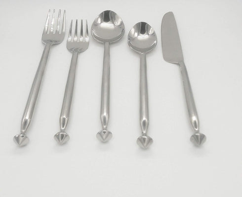Stainless-Steel 5 Piece Premium Flatware Sets Including 2 Spoon 2 Fork and 1 Knife Easy Grip