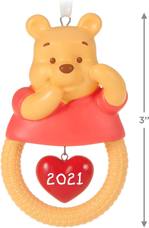Hallmark Keepsake Christmas Ornament, Year Dated 2021, Disney Winnie The Pooh Baby's First Christmas, Porcelain