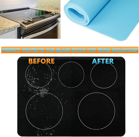 ANFU Stove Cover, Stove Covers for GAS Burners, Stove Top Cover Protector for Glass Electric Stove Washer Dryer, Waterproof Heat Resistant Silicone Baking Mat (27.6*19.7*0.04inch, Blue)