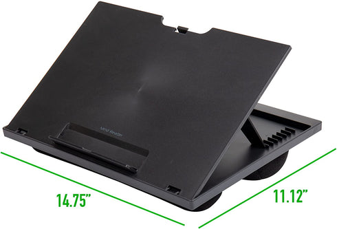 Mind Reader LTADJUST-BLK Adjustable Portable 8 Position Lap Top Desk with Built in Cushions, Black