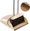 Perastra Long-Handled Broom & Dustpan Set, Upright Standing Dustpan & Super Long Handled Broom with Heavy Duty Bristles for Home Floor Sweeping (Beige White)