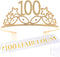 100th Birthday Gifts for Women, 100th Birthday Tiara and Sash, Happy 100th Birthday Party Supplies, 100 Fabulous Glitter Satin Sash and Crystal Tiara Crown, 100th Birthday Party Decorations