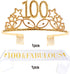 100th Birthday Gifts for Women, 100th Birthday Tiara and Sash, Happy 100th Birthday Party Supplies, 100 Fabulous Glitter Satin Sash and Crystal Tiara Crown, 100th Birthday Party Decorations