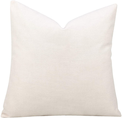 cygnus Set of 2 White Linen Patchwork Faux Leather Throw Pillow Covers for Couch Living Room Bedroom, Modern Accent Decor Square Cushion Covers 18X18 inch, Brown and White