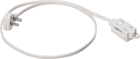 Amazon Basics 3-Foot 2-Prong Indoor Extension Cord Power Strip - Flat Plug - 13 Amps, 1625 Watts, 125 VAC - 2-Pack, White