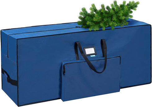 Christmas Tree Storage Bag, Assembled Holiday Tree, Waterproof Christmas Tree Storage, Fits Up to 7.5 ft Tall Artificial Disassembled Trees, Extra Large Heavy Duty Storage Container with Handles (Navy, 47"x15"x20")