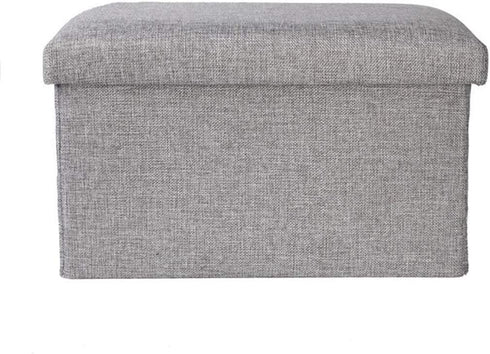 ZLY Folding Stool Storage Ottoman Polyester Fabric Linen Foot Rest Seat Clutter Collection 16"x10"x10"