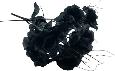 6 Artificial Black Roses Bouquets, 42 Black Roses (One Pack with 6 bouqets)