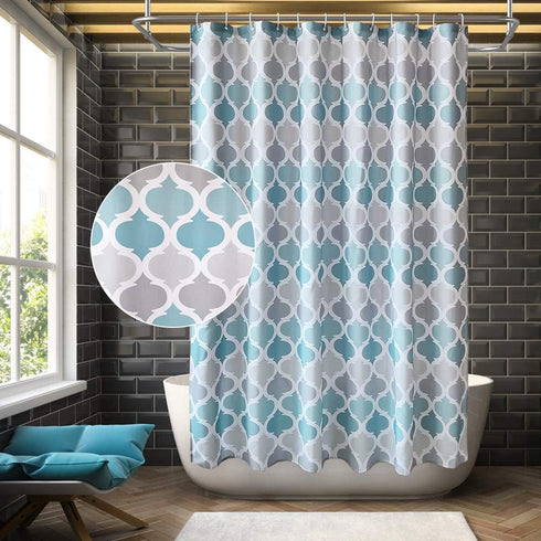 ANYEV Fabric Shower Curtain for Bathroom, Quick-Drying Durable and Washable Waterproof Polyester Fabric with Hooks 72" x 72"?Blue, Gray Green, Taupe, White?