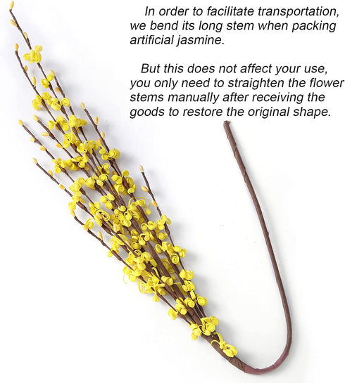 Starryle 10Pcs 29.5'' Long Artificial Flowers Stem Fake Jasmine Flower Faux Jasmines Plant for Home Bathroom Living Room Farmhouse Wedding DIY Flower Vase Decor (Yellow)