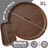 BEECORA Serving Tray Charcuterie Board -Round 15.5" Large Food Platter TV Trays for Party Host Entertaining Light Weight Server Pizza Holder Wood Fiber Kitchen Ottoman Decorative w/Bonus Plate