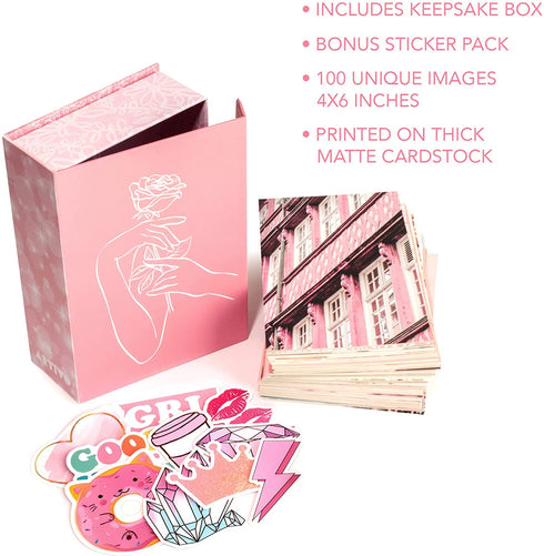 Artivo Pink Aesthetic Wall Collage Kit, 100 Set 4x6 inch, Room Decor for Teen Girls, Pastel Pink Wall Art Print, Dorm Photo Collection, Small Posters for Room Aesthetic