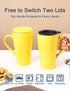 ARRADEN Tea Mug with Infuser and 2 Lids, 18oz Large Tea Infuser Cup, Tea Strainer Mug for Loose Tea, Ceramic Travel Mug with Tea Bag Holder (Yellow)