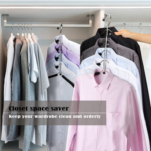 Hangers Space Saving Clothes Hanger 2 Pack Swing Arm Non Slip Padded Coat Hanger 5 Layers Heavy Duty Stainless Steel Sweater Shirt Hanger Closet Storage Organizer