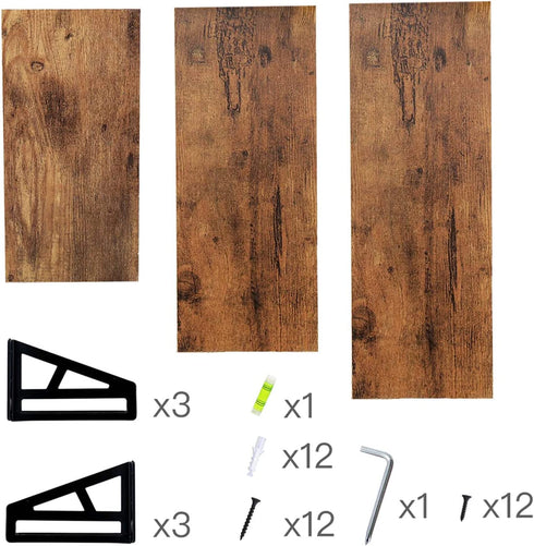 QEEIG Farmhouse Floating Shelves Bathroom 6 inch Deep Wall Shelf for Bedroom Mounted Shelving Dinning Living Room Wide Shelfs Farmhouse Kitchen Storage Rack Set of 3, Rustic Brown FS635-023BN