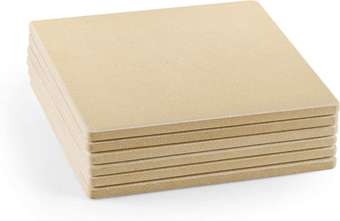 Cook N Home Pizza Grilling Baking Stone, 7.5"x7.5"x0.5" 6 pack, Cream