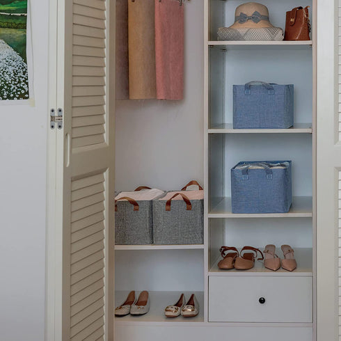 GRANNY SAYS Storage Bins for Closet, 2-Pack Large Clothing Bins, Blue Closet Shelf Organizer for Laundry Room, Living Room