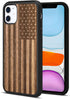 JUBECO iPhone 11 Case Wood,Wooden+Soft TPU Bumper Slim Anti-Shock Cover for iPhone 11 6.1inch (Us Flag)