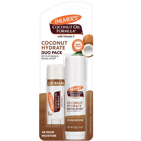 Palmer's Coconut Oil Formula Protect & Hydrate Duo Pack, SPF 15 Lip Balm & Multi-Purpose Swivel Stick (Set of 2)