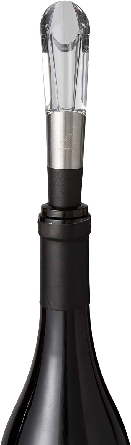 Rabbit Wine Aerator and Pourer, 1.1 x 1.1 x 5.2 inches, Clear/Stainless Steel