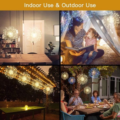 Fairy Firework String Lights,120 LED 8 Modes Dimmable String Fairy Lights with Remote Control,Waterproof Copper Wire Decorative Hanging Starburst Lights for Christmas Decoration (Warmlight)