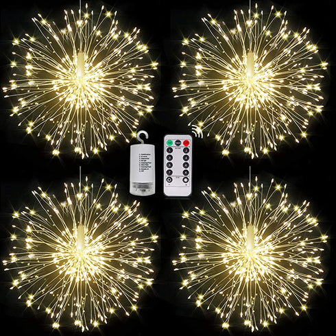 Fairy Firework String Lights,120 LED 8 Modes Dimmable String Fairy Lights with Remote Control,Waterproof Copper Wire Decorative Hanging Starburst Lights for Christmas Decoration (Warmlight)