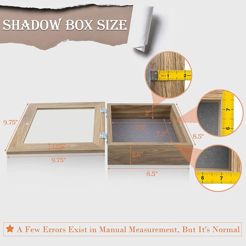Golden State Art, 8x8 Shadow Box Frame Display Case, 2-inch Depth, Great for Collages, Collections, Mementos, 6 Pins Included (Light Brown, 1 Pack)