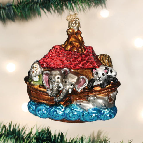 Old World Christmas Spiritual Gifts Glass Blown Ornaments for Christmas Tree Noah's Ark