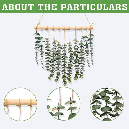 Artificial Eucalyptus Wall Hanging Plant, Boho Wall Decor for Bathroom Greenery Wall Hanging Decor for Bedroom, Farmhouse, Wedding and Living Room