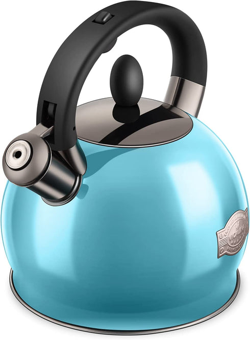 VICALINA Tea Kettle & Tea Pot, Stainless Steel Tea Kettle for Stove top, 2.64 Quart Whistling Loud Tea Kettles (Polished Light Blue)