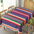 OurWarm Mexican Serape Tablecloth Fringe Cotton Mexican Blanket, Handwoven Fiesta Tablecloth for Mexican Party Cinco de Mayo Decorations, 84 x 59 Inch