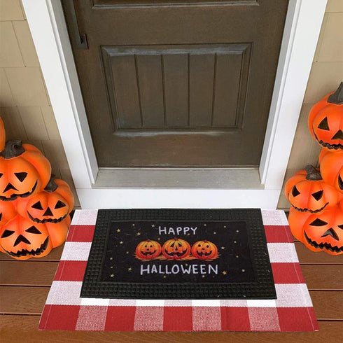 USTIDE Buffalo Check Plaid Doormat Red and White 2'x3'Hand Woven Cotton Plaid Rugs Farmhouse Layered Door Perfect for Front Door Porch Outdoor Rug