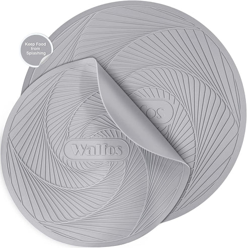 Silicone Microwave Mats, Walfos Heat Resistant Non-Slip Multi-Purpose Microwave Trivet Mat, BPA Free, Dishwasher Safe, Ideal for Microwave, Oven, Hot Pan, Set of 2, Grey