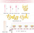 HIPEEWO Baby Shower Decorations for Girls Plates and Napkins Tableware - Plates, Cups, Napkins, Banner, Cultery, Tablecloth, Straws, Topper, for Floral Theme Baby Shower Party Supplies | Serve 16