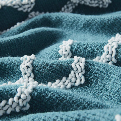 BOURINA Fluffy Chenille Knitted Fringe Throw Blanket Lightweight Soft Cozy for Bed Sofa Chair Throw Blankets, Teal 50" x 60"€¦