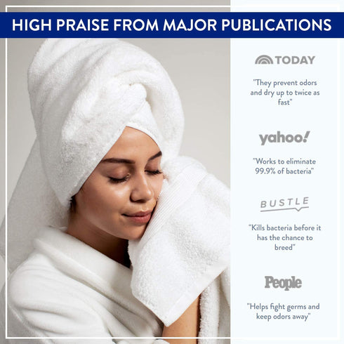 Miracle Made Hand Towel, Premium Hand Towels for Bathroom Infused with Natural Silver,100% Supima Cotton Towels, Ultra Absorbant & Soft, Odor Free (White)