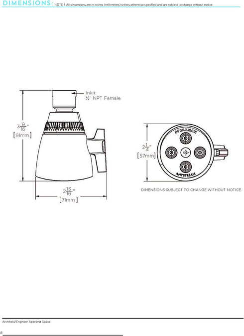 Speakman Z6000-YB-YC S-2253 Classic Anystream High Pressure Adjustable Shower Head, Polished Chrome, 2.5 GPM