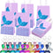 Duufin 40 Pieces Mermaid Party Favors Set Including 20 Packs Mermaid Party Bags Paper Gift Bags and 20 Pieces Flip Sequin Mermaid Tail Keychains for Mermaid Themed Party