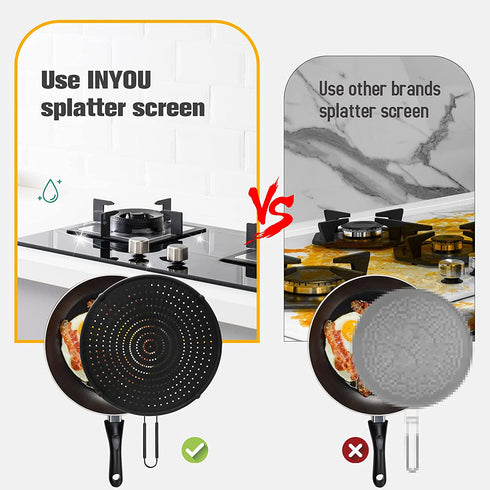 Splatter Screen for Cooking, Splatter Screen for Frying Pan,13? Multi-Use Hot Oil Splash Guard W Fish Scale Rag × 2, Drain Board, Non-Stick, Food Safe & Heat Resistant Universal Pan Cover