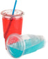 GOLDEN APPLE, 32oz-25sets. Clear Plastic Cups with Flat lids X hole (25cups +25lids) BPA Free