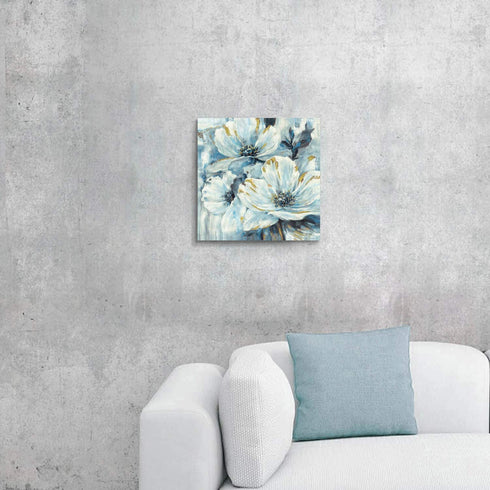 ARTISTIC PATH Flowers Artwork Painting Prints Pictures: Abstract Lily Pad Prints Canvas Wall Art for Bathroom (12" W x 12" H, Multi-Sized)