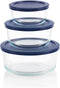 Pyrex Circular Glass Storage Container Set with Lids | 6 Piece Simply Store Meal Prep Glass Food Storage Containers | Microwave, Dishwasher, and Oven Safe | BPA Free Lids | Proudly Made in the USA