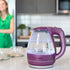 Ovente Electric Kettle Hot Water Boiler 1.5 Liter BPA Free Borosilicate Glass Fast Boiling Countertop Heater with Automatic Shut Off & Boil Dry Protection for Tea Coffee Milk Noodle, Purple KG83P